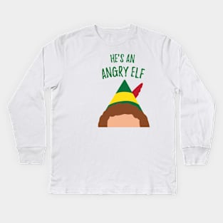 Buddy the Elf Inspired Quote He's an Angry Elf Kids Long Sleeve T-Shirt